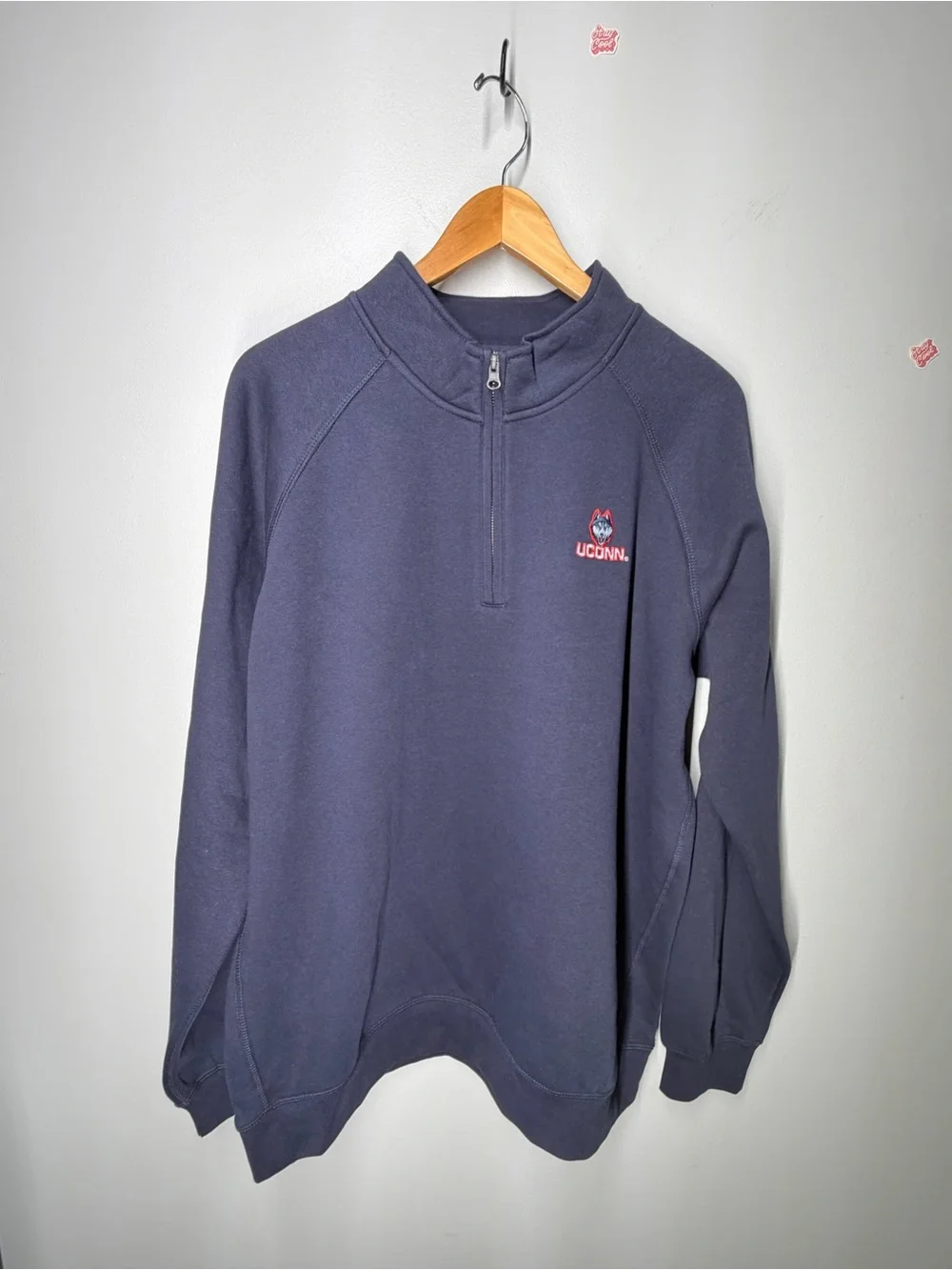 UConn Huskies Men’s XL Quarter Zip Pullover Sweatshirt NCAA League Navy Blue NEW - Picture 2 of 8